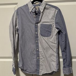 J. Crew Men's Slim Secret Wash organic cotton poplin shirt Blue White Sz S